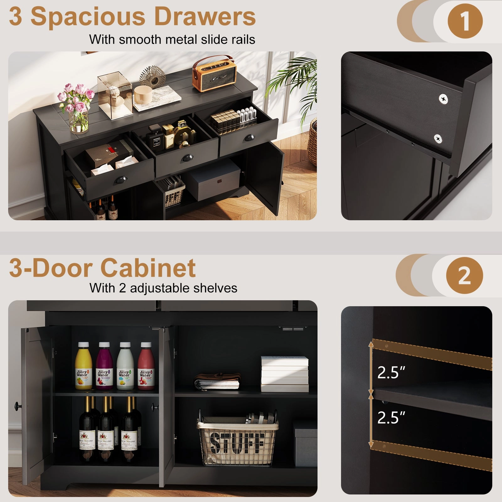 Giantex Sideboard Buffet Server Storage Cabinet Console Table