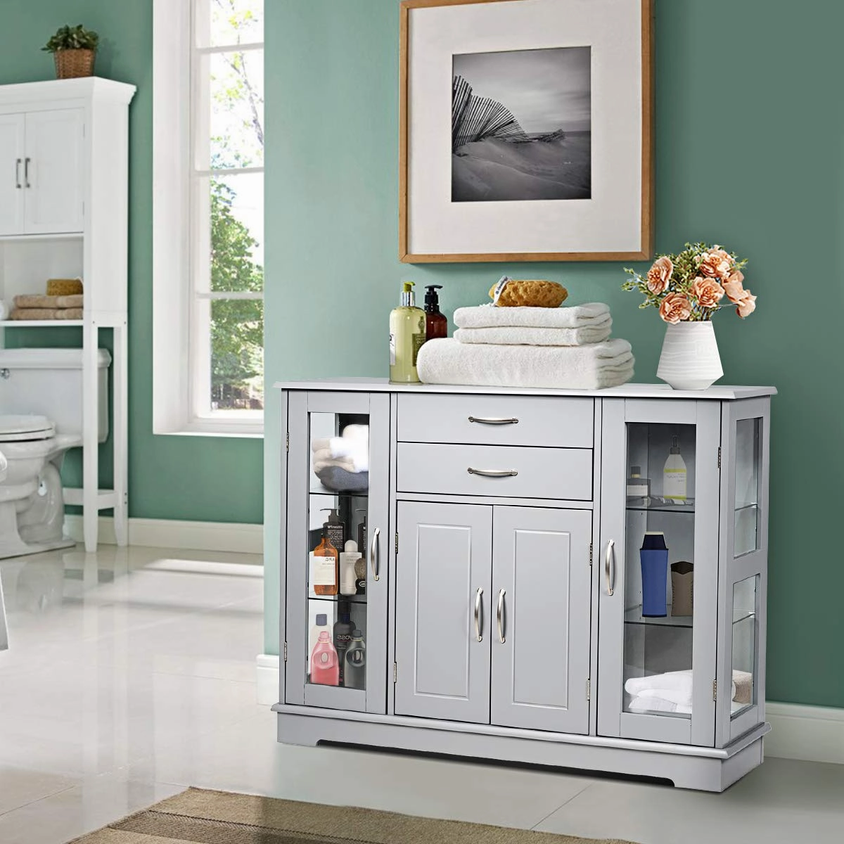 Giantex Sideboard Buffet Server Storage Cabinet W/ 2 Drawers