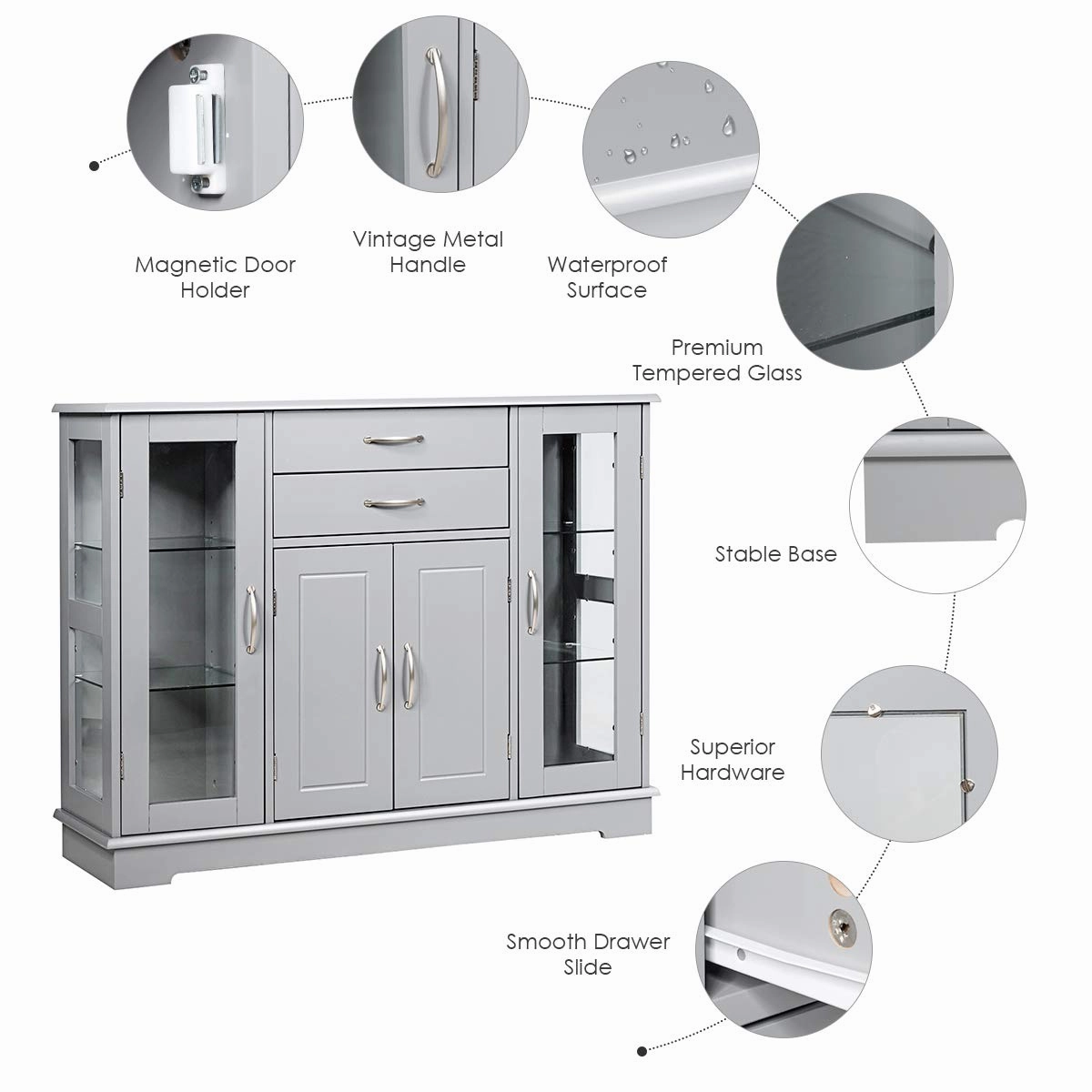 Giantex Sideboard Buffet Server Storage Cabinet W/ 2 Drawers