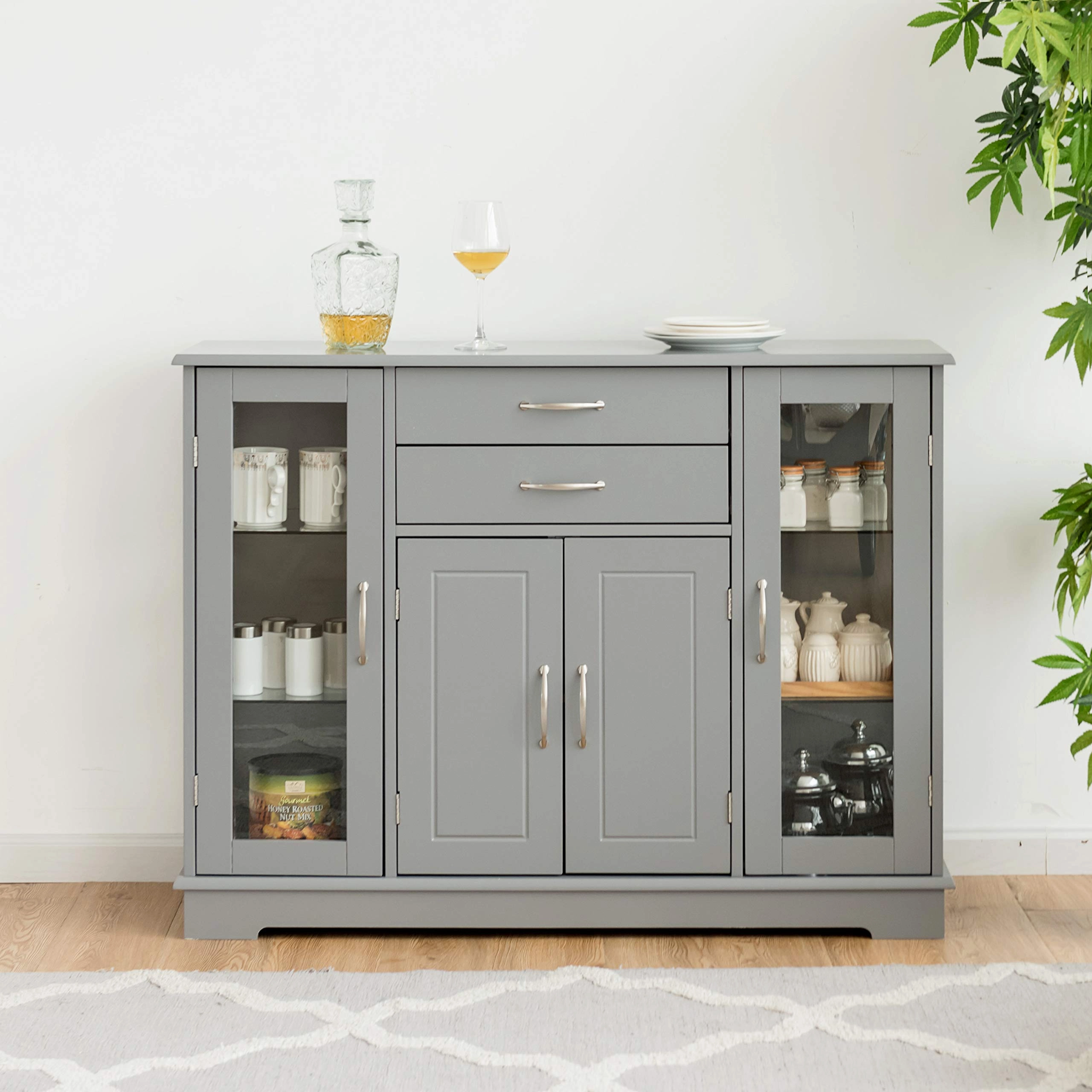Giantex Sideboard Buffet Server Storage Cabinet W/ 2 Drawers