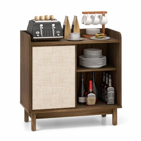 Giantex Sideboard Cabinet, Farmhouse Buffet Storage Cabinet with Sliding Rattan Door, 2 Adjustable Shelves kitchen towel, placemats