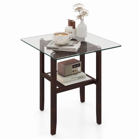 Giantex Small Coffee Table 24" Glass End Table console table, hallway table