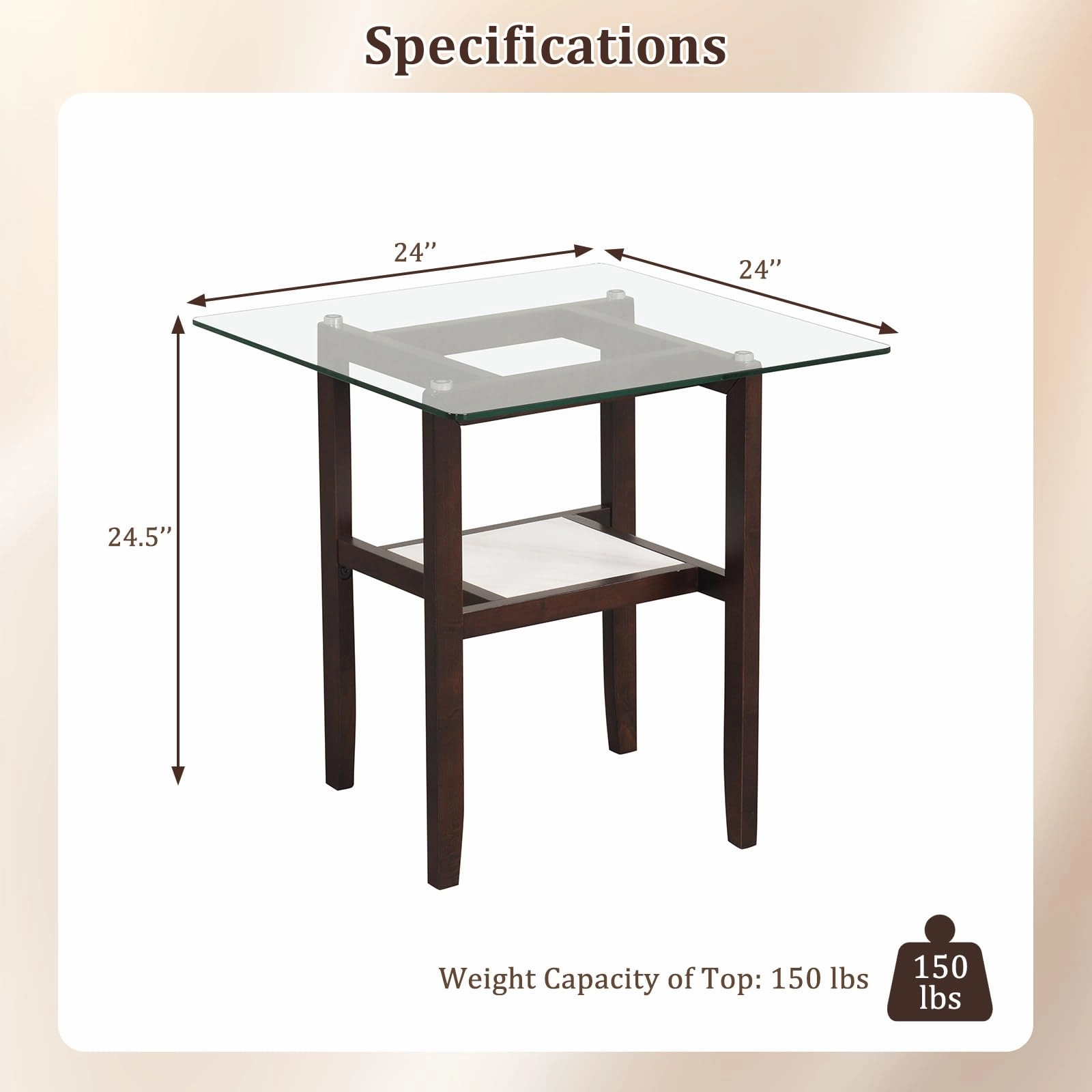 Giantex Small Coffee Table 24" Glass End Table