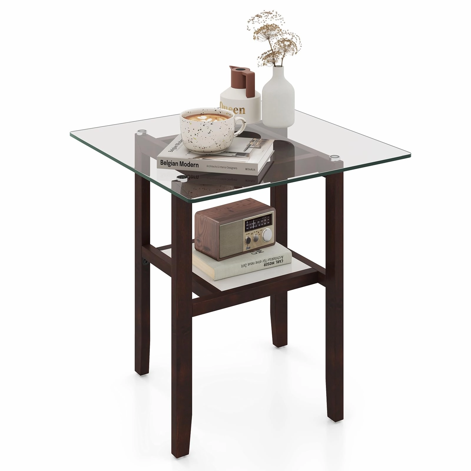 Giantex Small Coffee Table 24" Glass End Table console table, hallway table