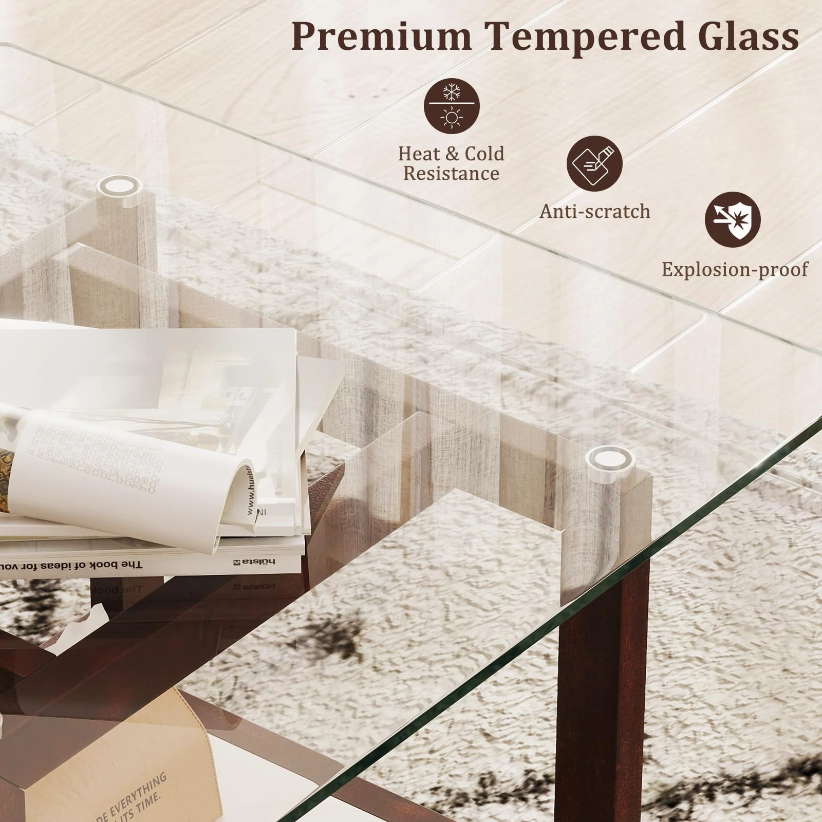 Giantex Small Coffee Table 24" Glass End Table