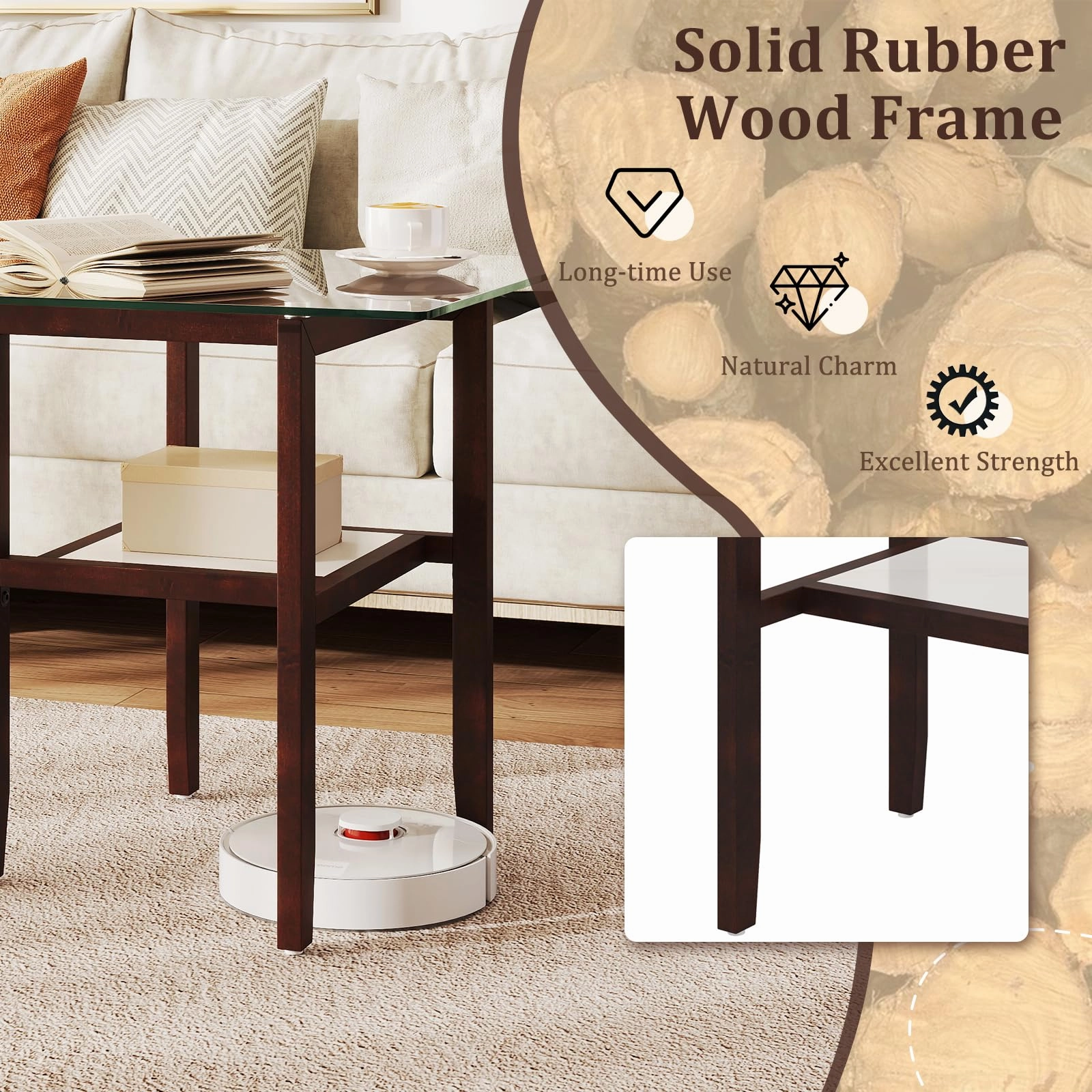 Giantex Small Coffee Table 24" Glass End Table