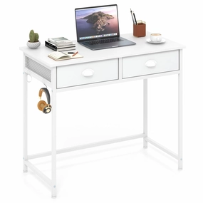 Giantex Small Computer Desk with Fabric Drawers, 36 Inch Home Office Desk with 4 Hanging Hooks & Metal Frame outdoor dining set, patio table