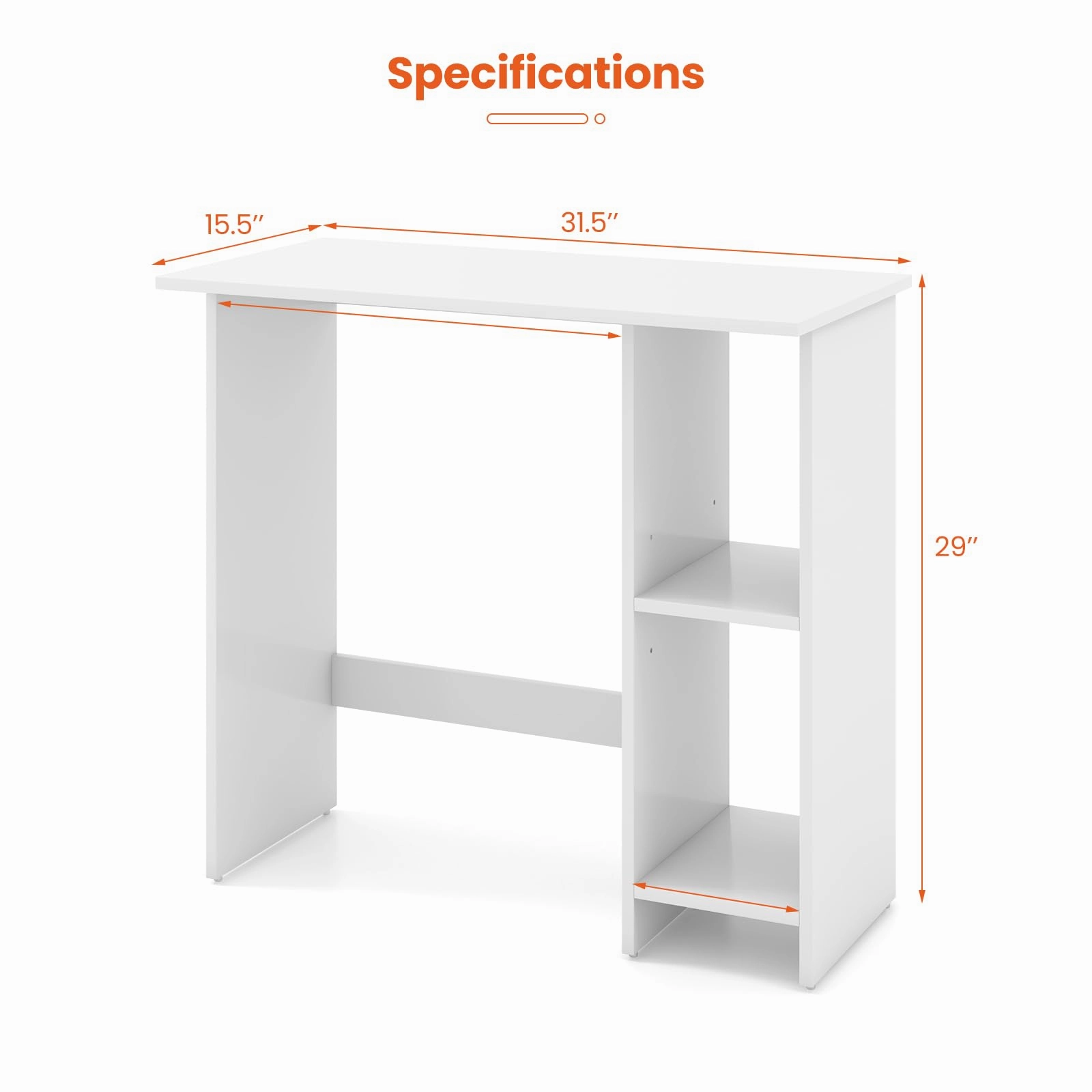 Giantex Small Desk, Compact Study Writing Desk with 3-Position Adjustable Shelf, Anti-Toppling Kit