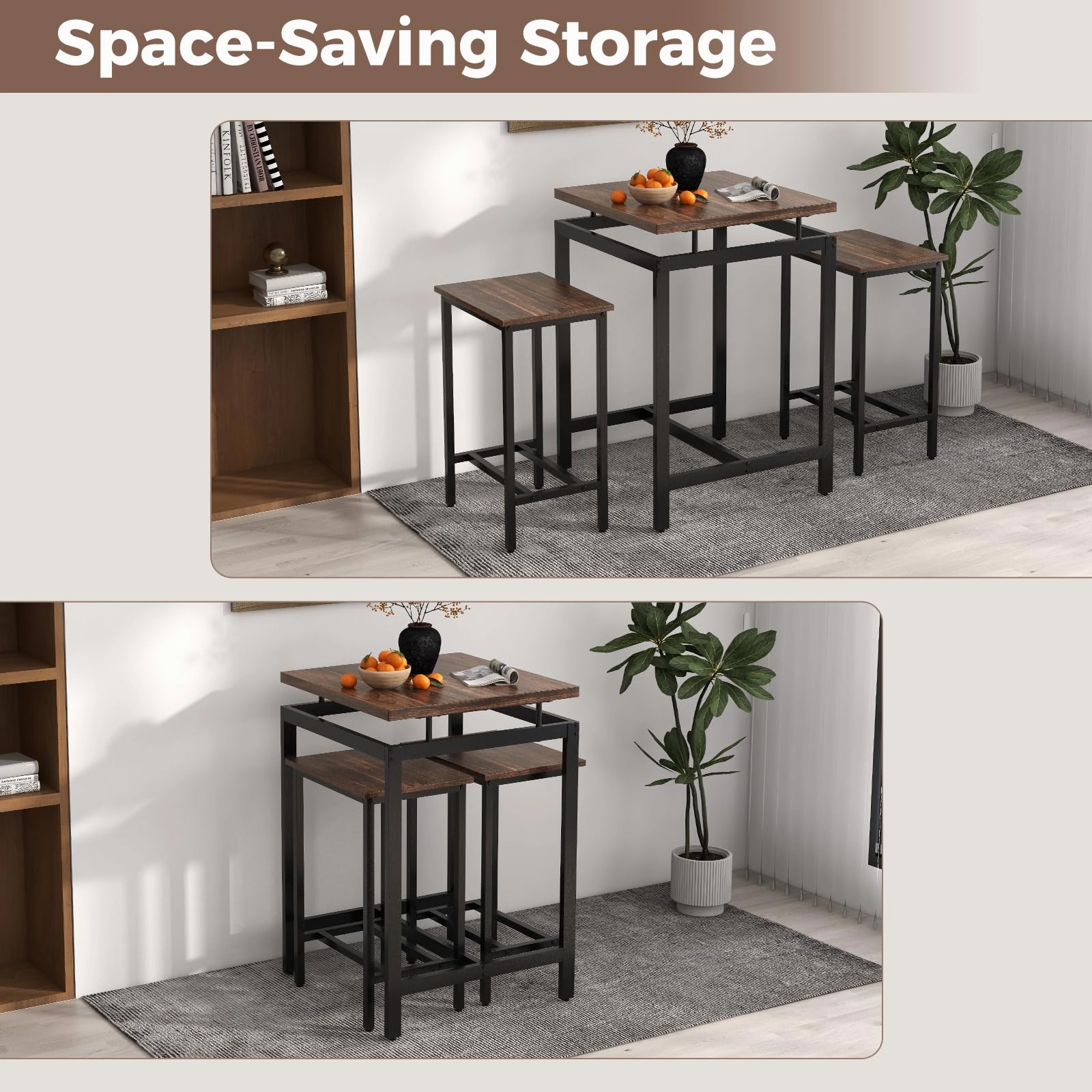 Giantex Small Dining Table Set for 2 - Counter Height Table Set with 2 Stools