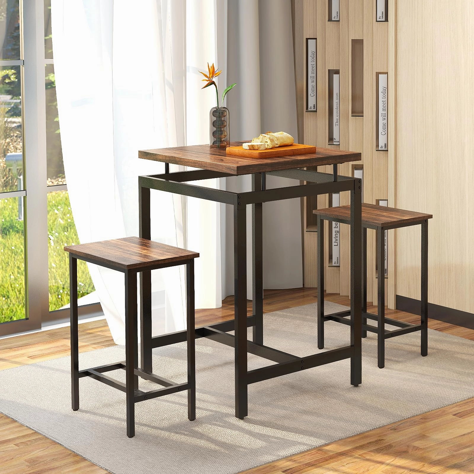 Giantex Small Dining Table Set for 2 - Counter Height Table Set with 2 Stools