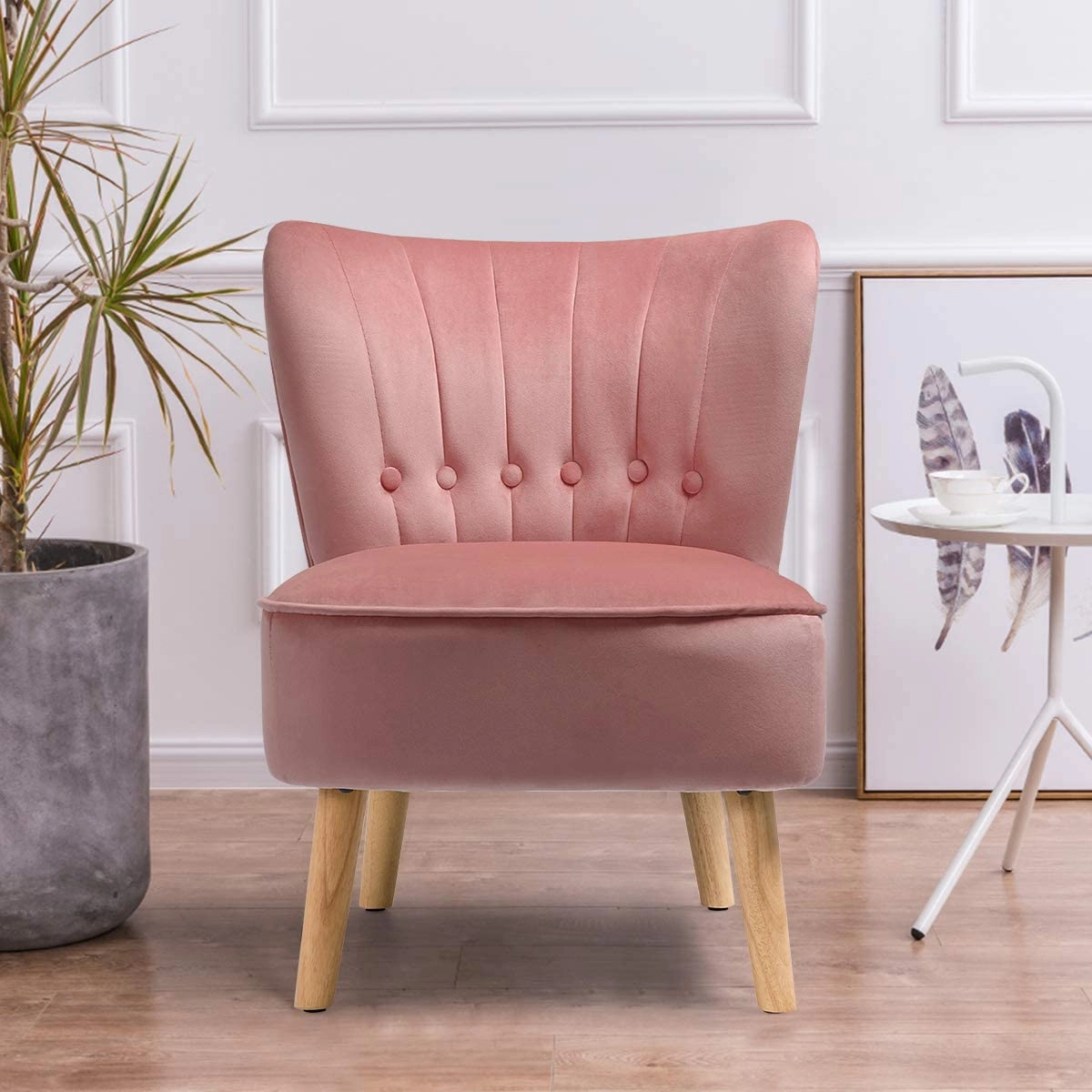 Giantex Small Upholstered Leisure Sofa Chair w/Wood Legs (2)
