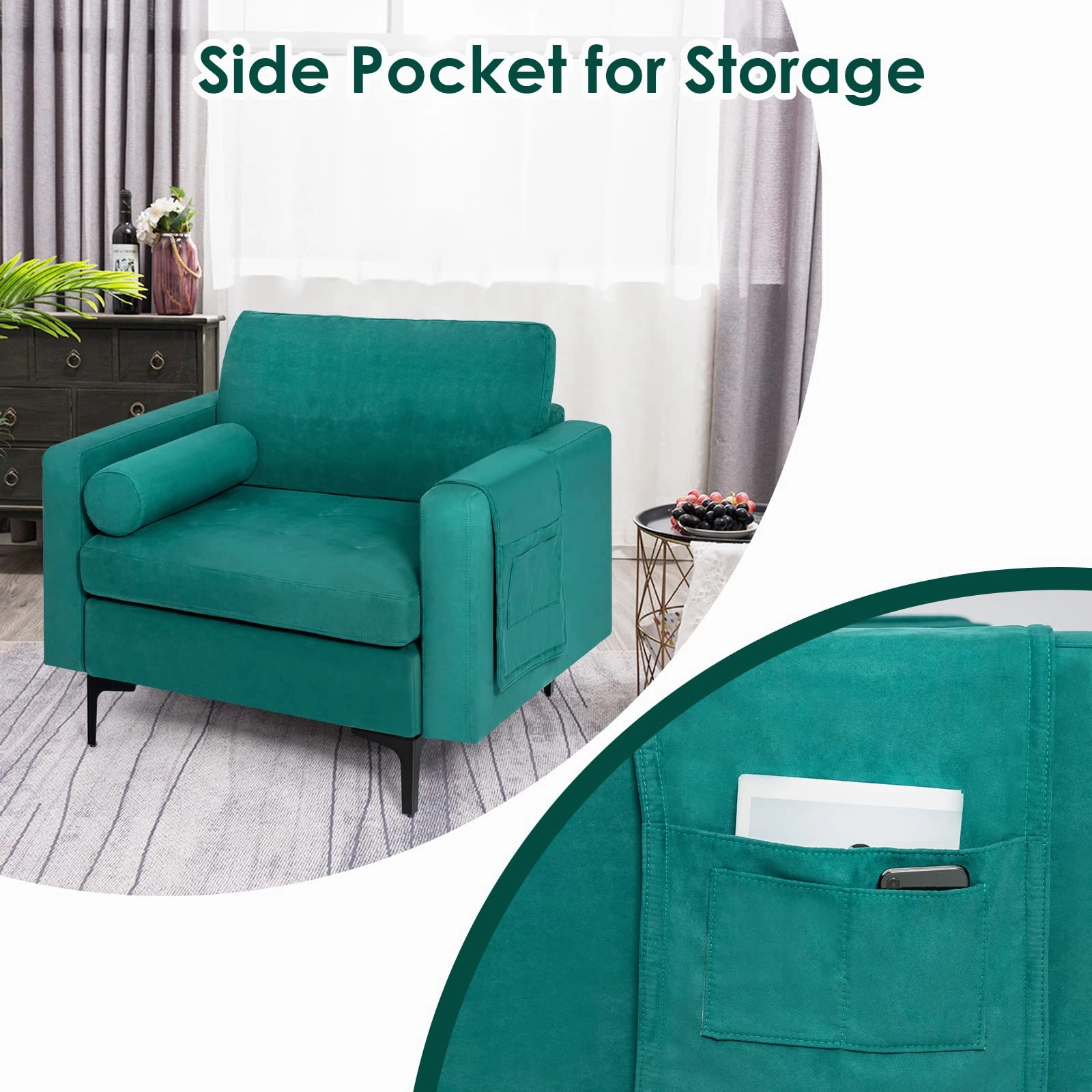 Giantex Sofa Chair, Accent Armchair w/Comfy Cushion