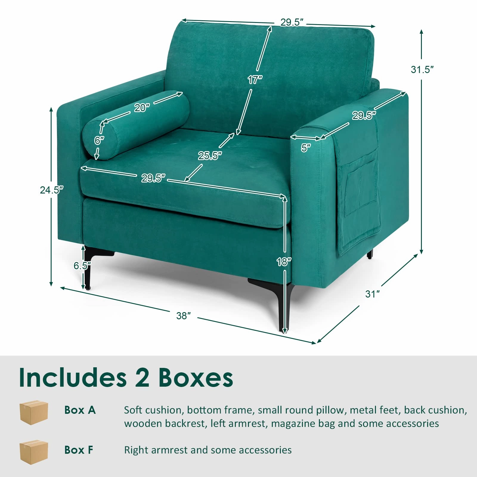 Giantex Sofa Chair, Accent Armchair w/Comfy Cushion