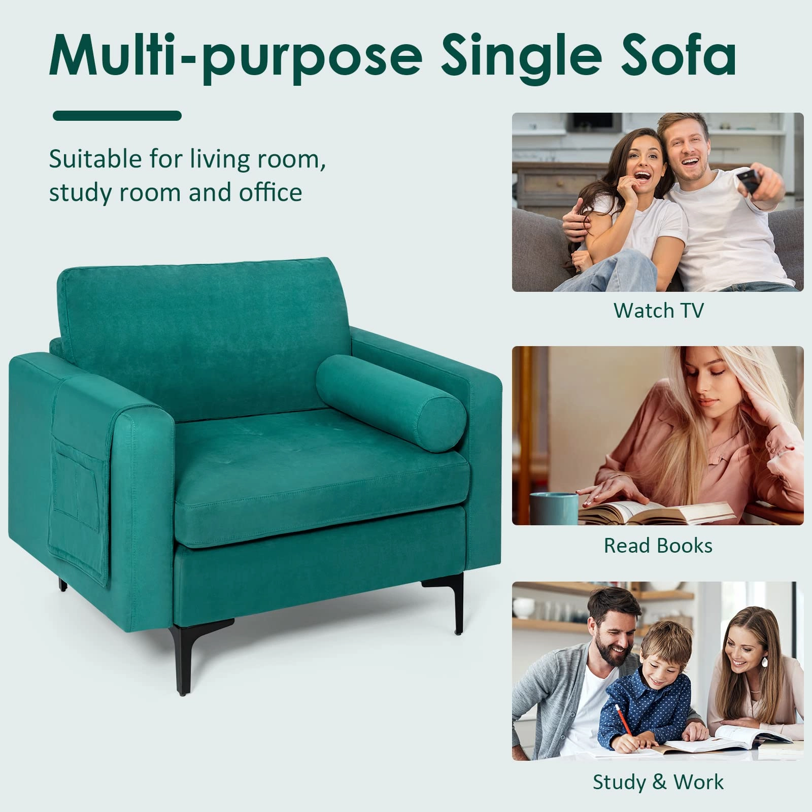 Giantex Sofa Chair, Accent Armchair w/Comfy Cushion