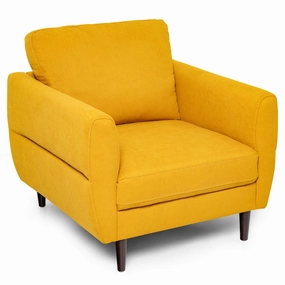 Giantex Sofa Chair, Upholstered Mid-Century Modern Accent Chair storage ottoman, pouf