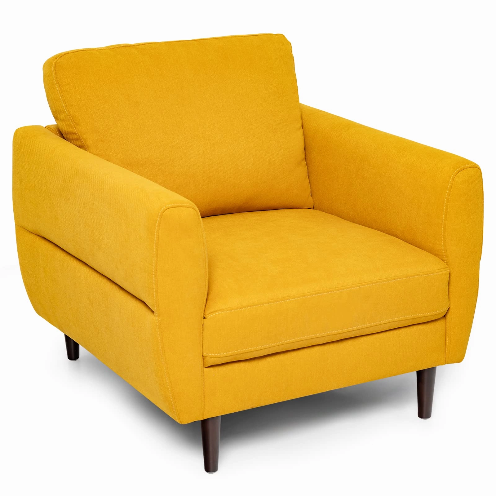 Giantex Sofa Chair, Upholstered Mid-Century Modern Accent Chair storage ottoman, pouf