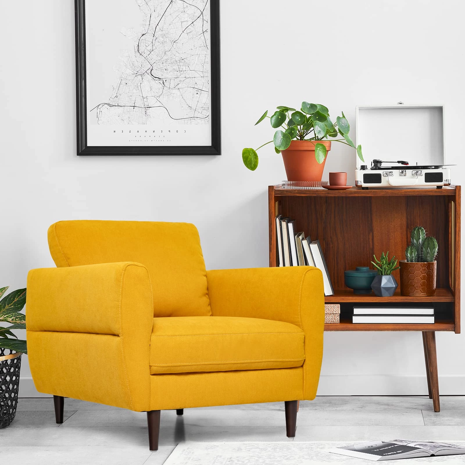 Giantex Sofa Chair, Upholstered Mid-Century Modern Accent Chair