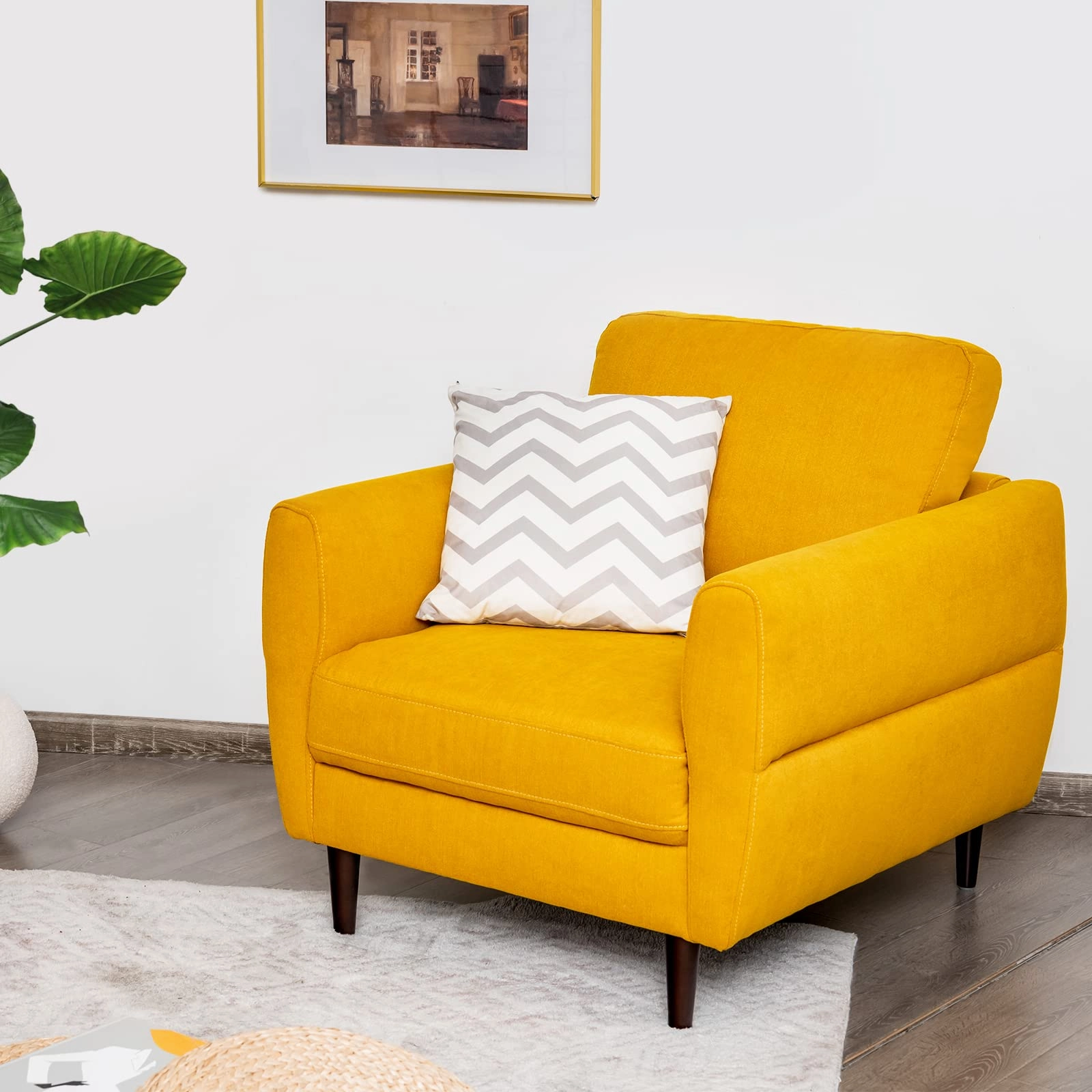 Giantex Sofa Chair, Upholstered Mid-Century Modern Accent Chair