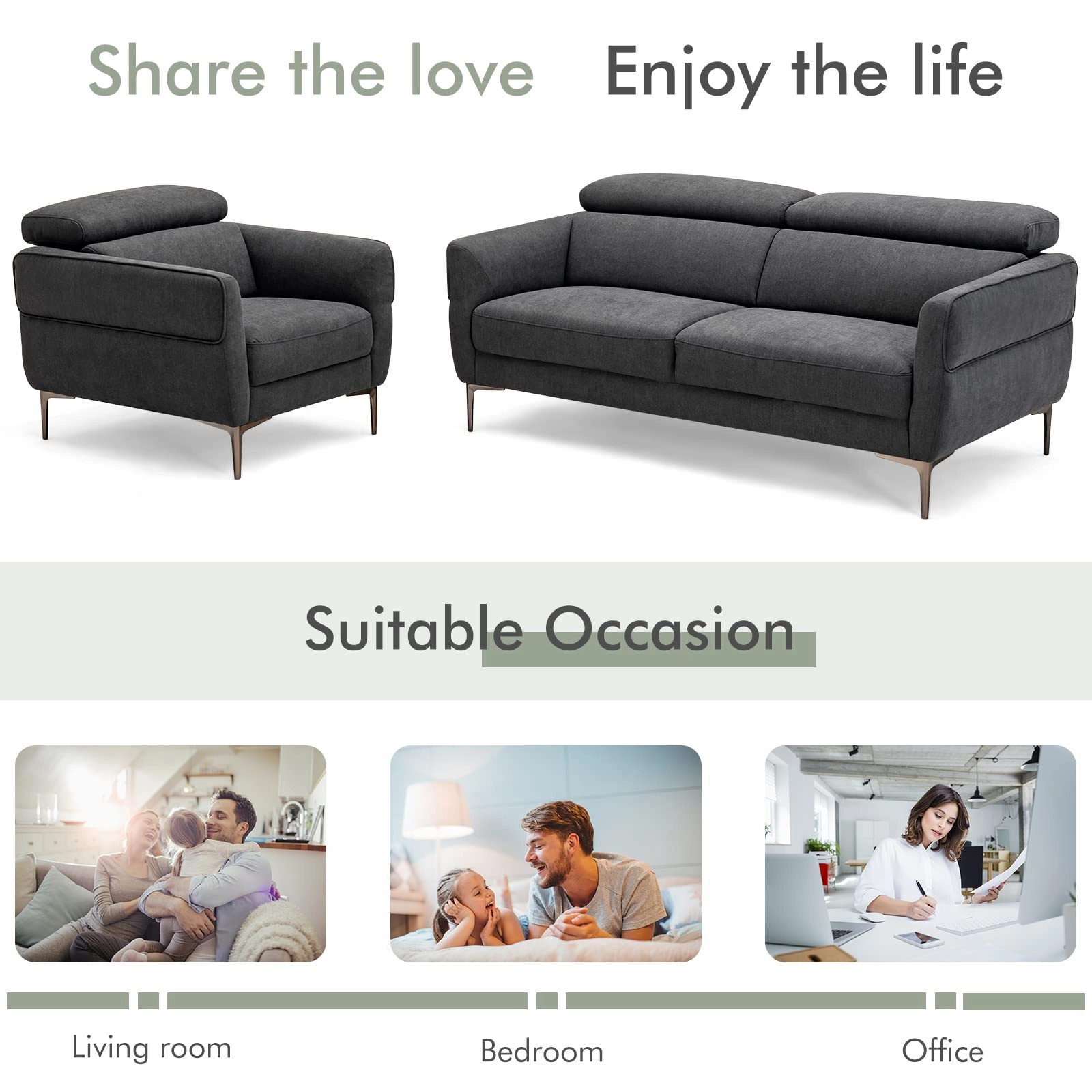 Giantex Sofa Couch and Accent Chairs Set