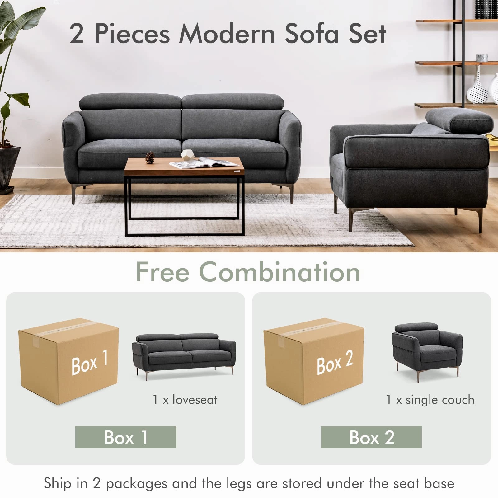 Giantex Sofa Couch and Accent Chairs Set