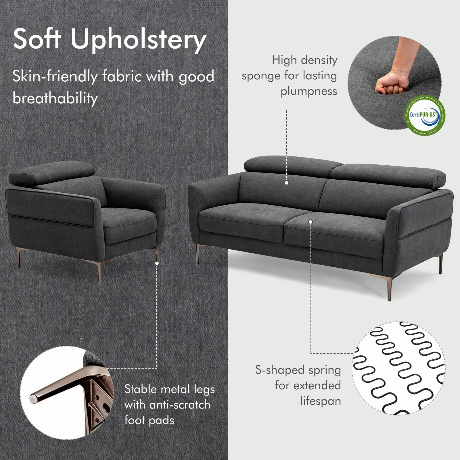 Giantex Sofa Couch and Accent Chairs Set