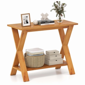 Giantex Solid Teak Wood Console Table cowhide rug, animal hide rug