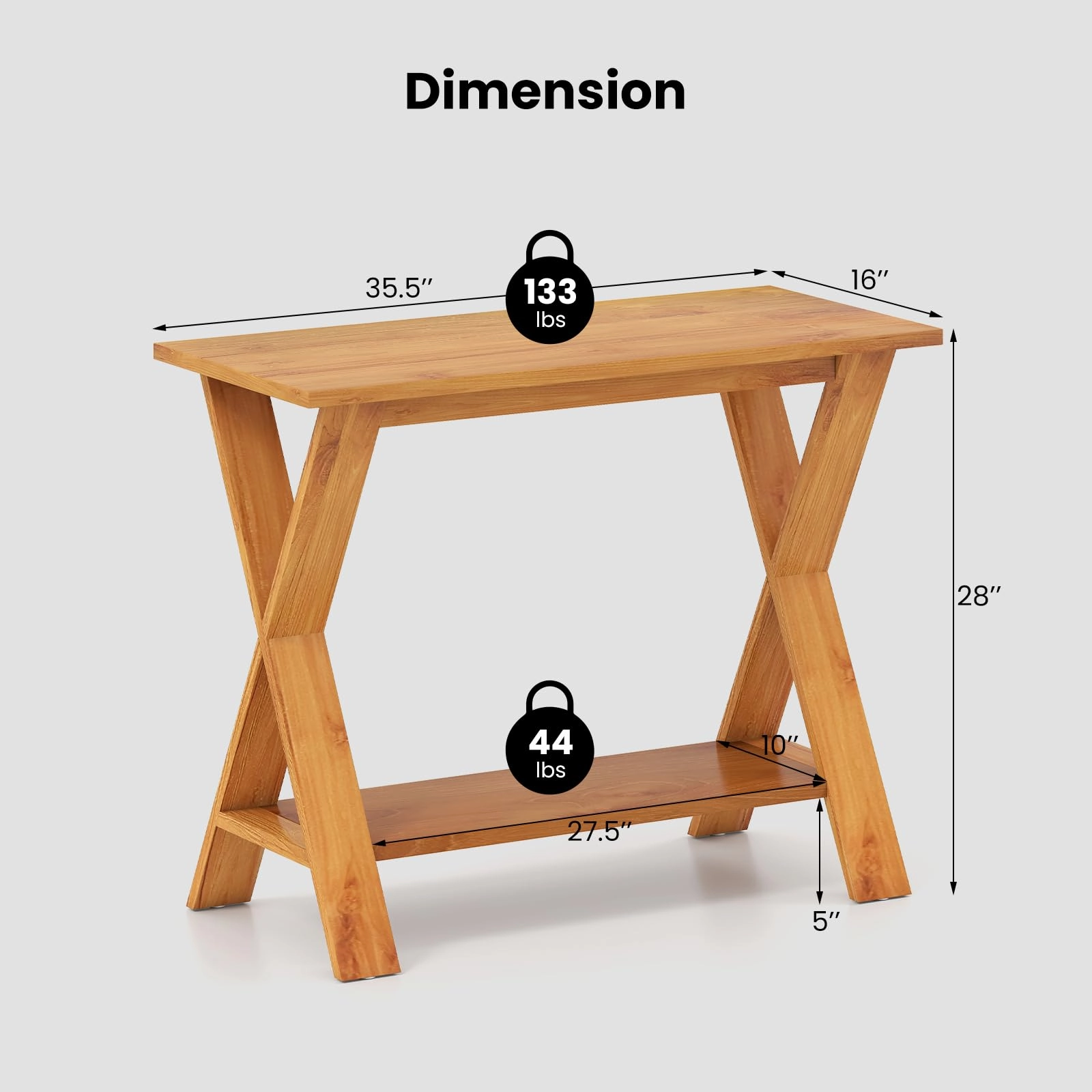 Giantex Solid Teak Wood Console Table