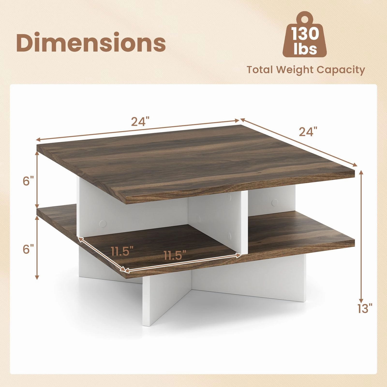Giantex Square Coffee Table with Storage for Living Room