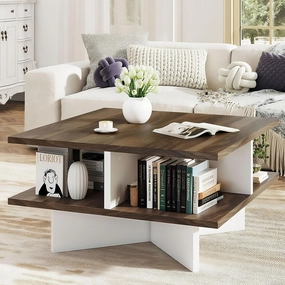Giantex Square Coffee Table with Storage for Living Room console table, hallway table
