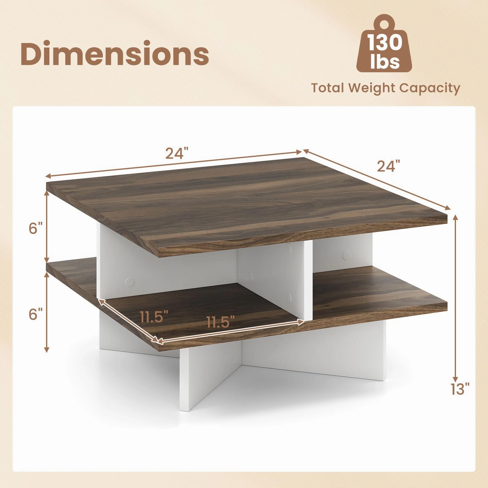 Giantex Square Coffee Table with Storage for Living Room