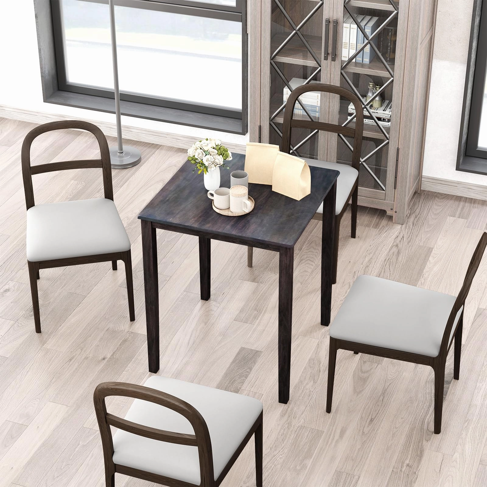 Giantex Square Dining Table with Solid Wood Frame