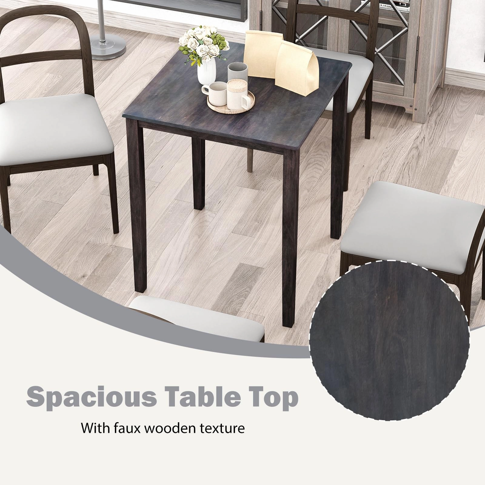 Giantex Square Dining Table with Solid Wood Frame