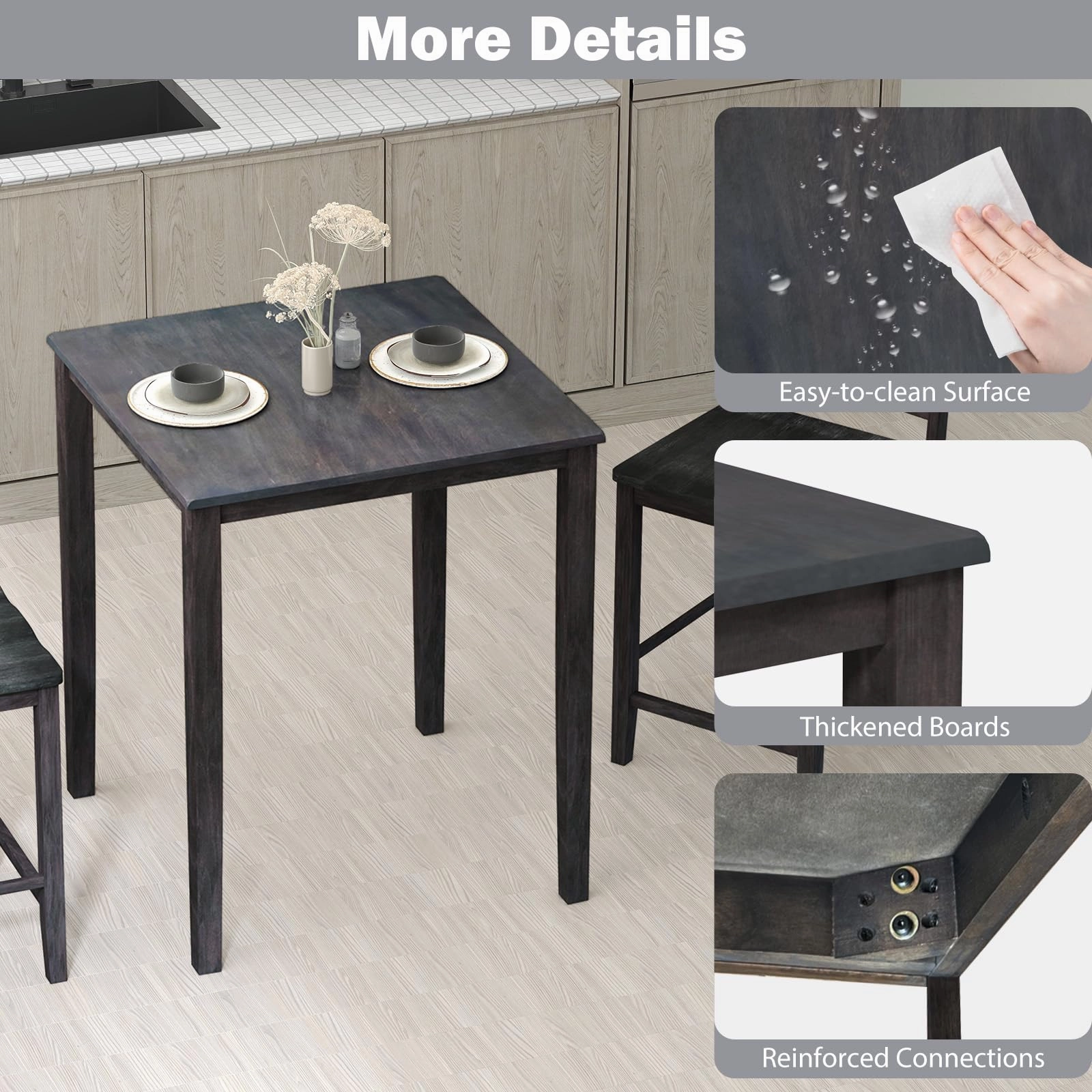 Giantex Square Dining Table with Solid Wood Frame
