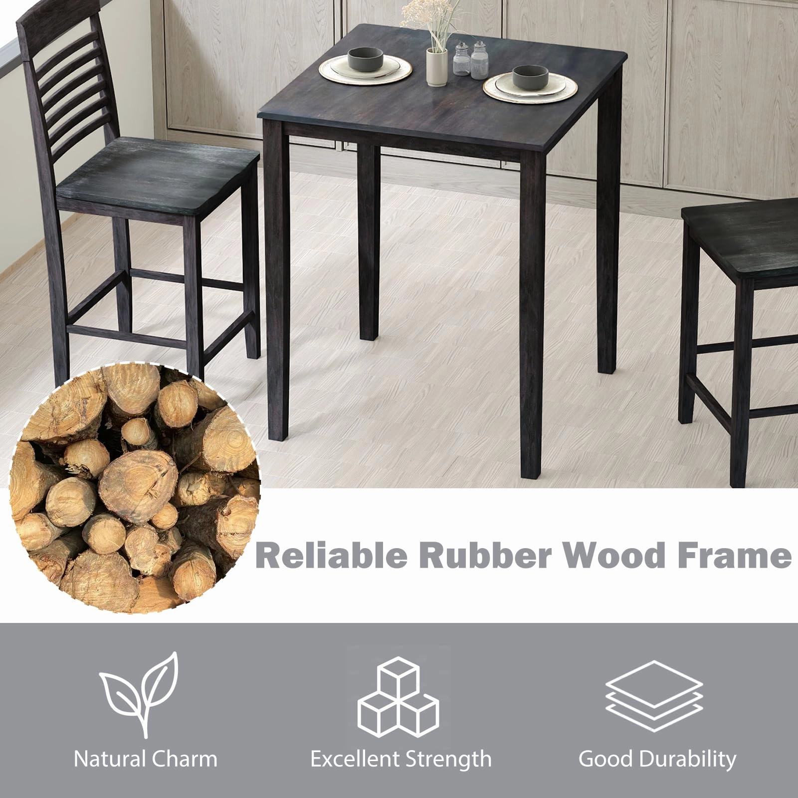 Giantex Square Dining Table with Solid Wood Frame
