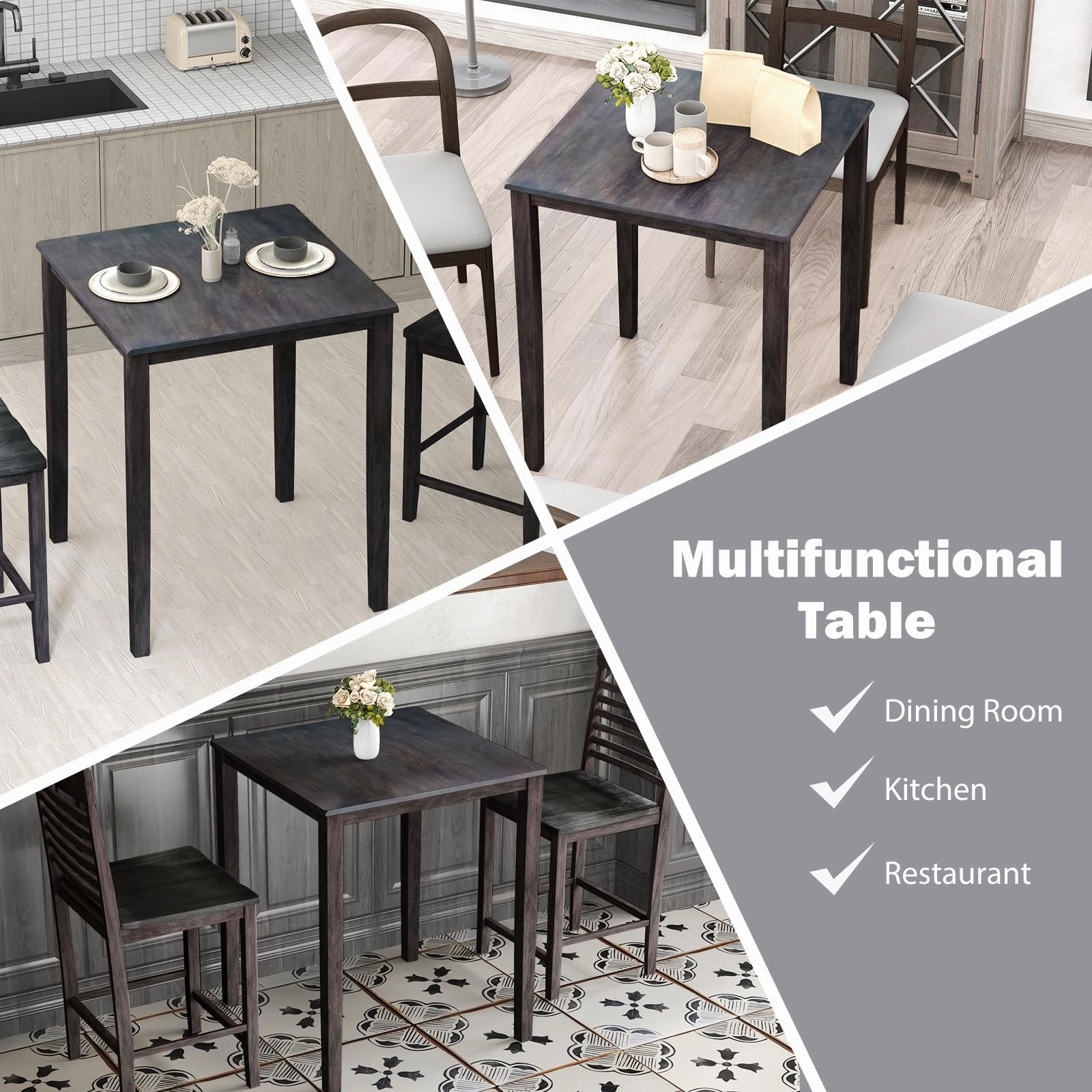Giantex Square Dining Table with Solid Wood Frame
