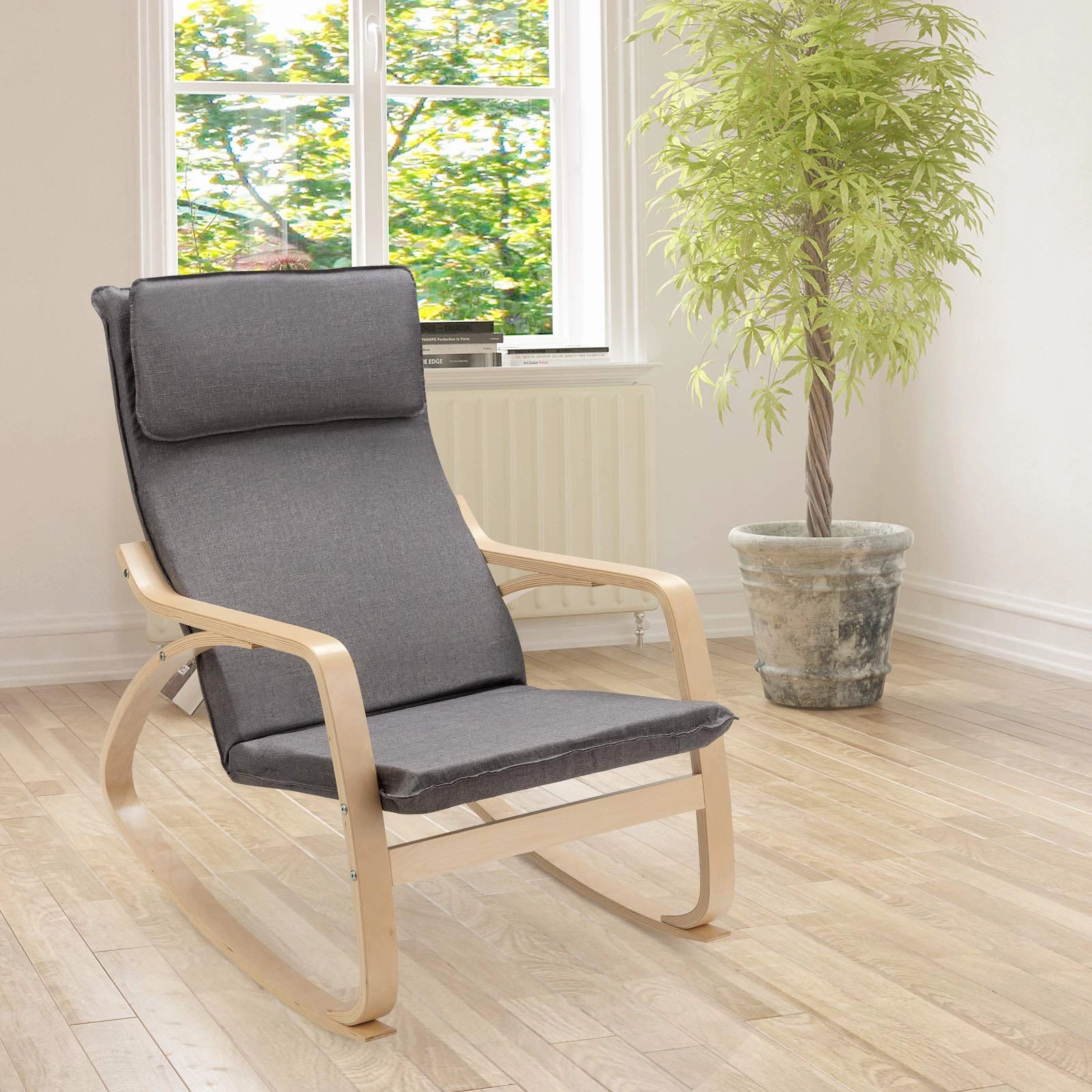 Giantex Stable Wooden Frame Relaxing Modern Leisure Armchair Suitable for Living Room, Bedroom, Balcony, Nursery Room