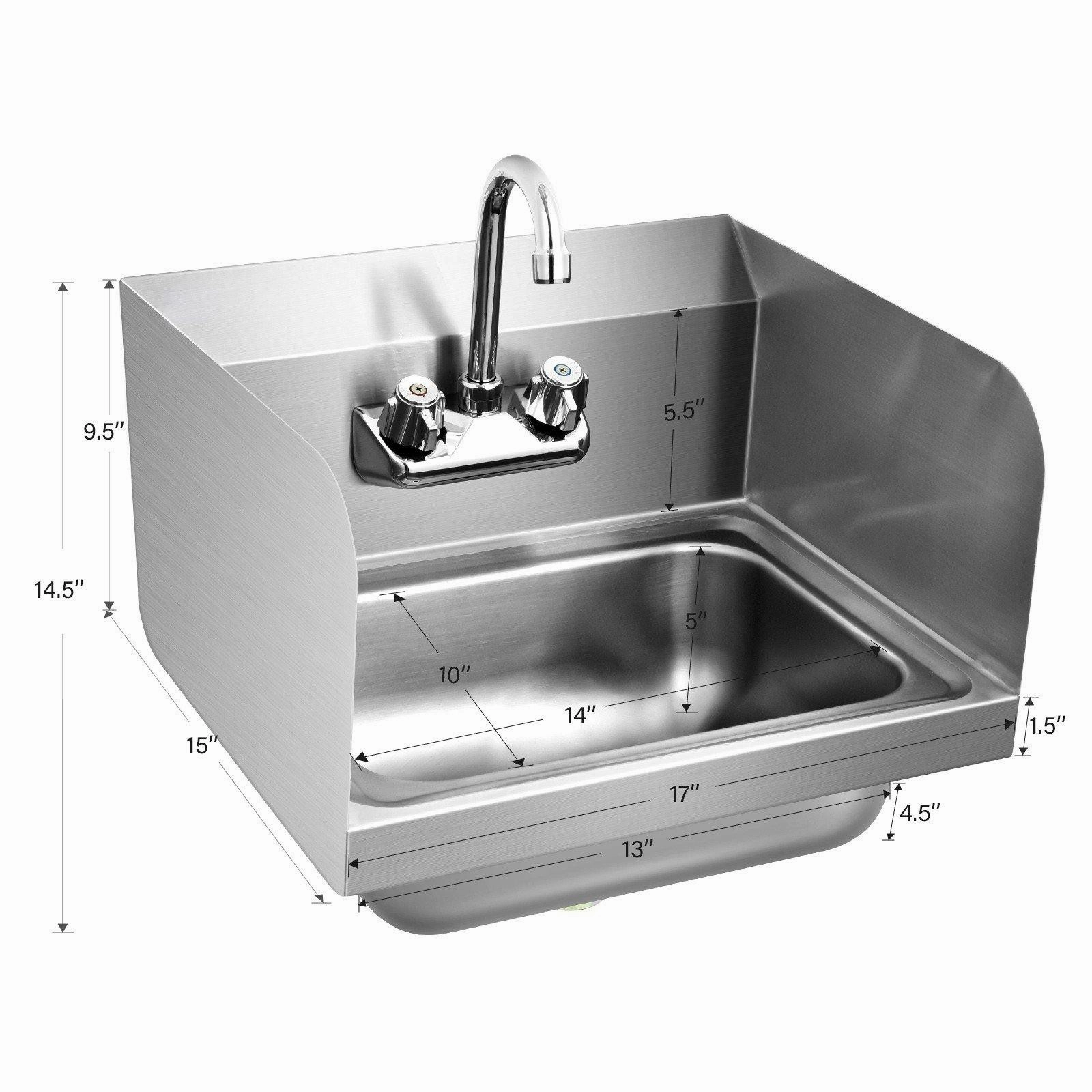 Giantex Stainless Steel Hand Washing Sink, Wall Mount Hand Sink w/ Faucet, 17" x 15"