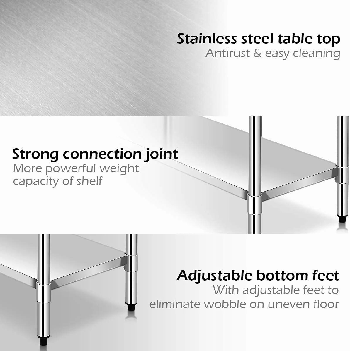 Giantex Stainless Steel Work Table with Shelf Commercial Kitchen Food Prep Table