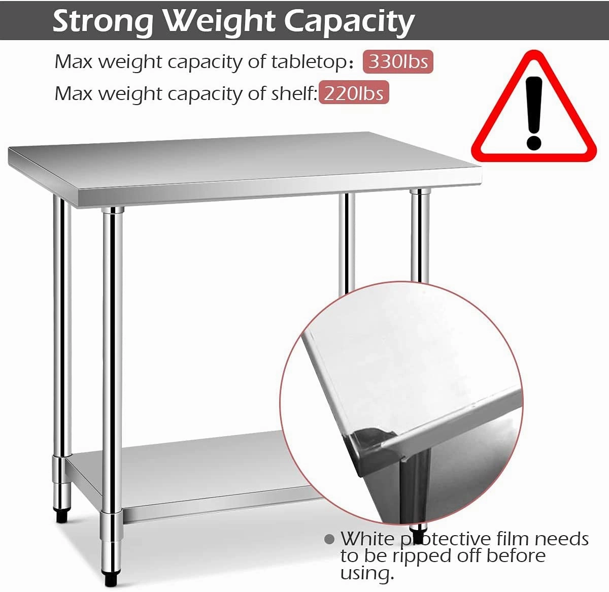 Giantex Stainless Steel Work Table with Shelf Commercial Kitchen Food Prep Table