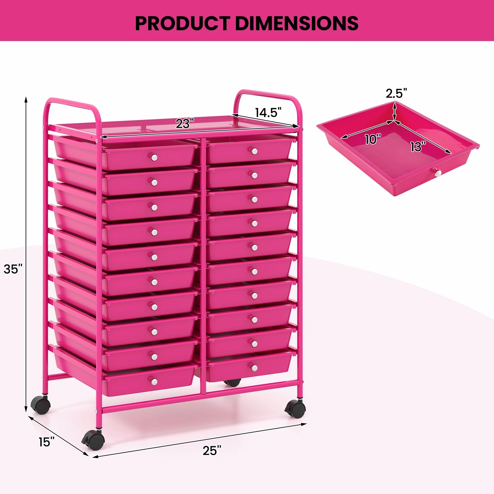 Giantex Storage Drawer Carts, 20-Drawer Organizer, Utility Cart on Wheels