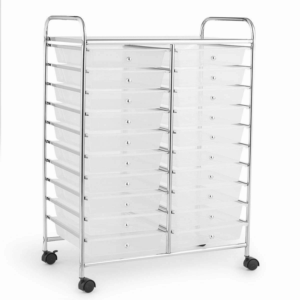 Giantex Storage Drawer Carts, 20-Drawer Organizer, Utility Cart on Wheels