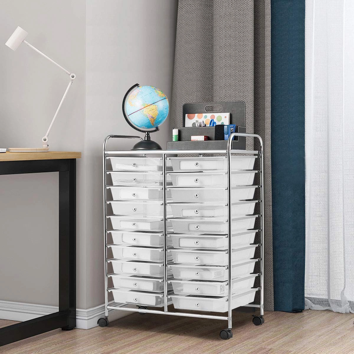 Giantex Storage Drawer Carts, 20-Drawer Organizer, Utility Cart on Wheels