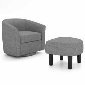 Giantex Swivel Accent Chair with Ottoman, Modern Barrel Club Chair w/Footrest sectional sofa, corner couch