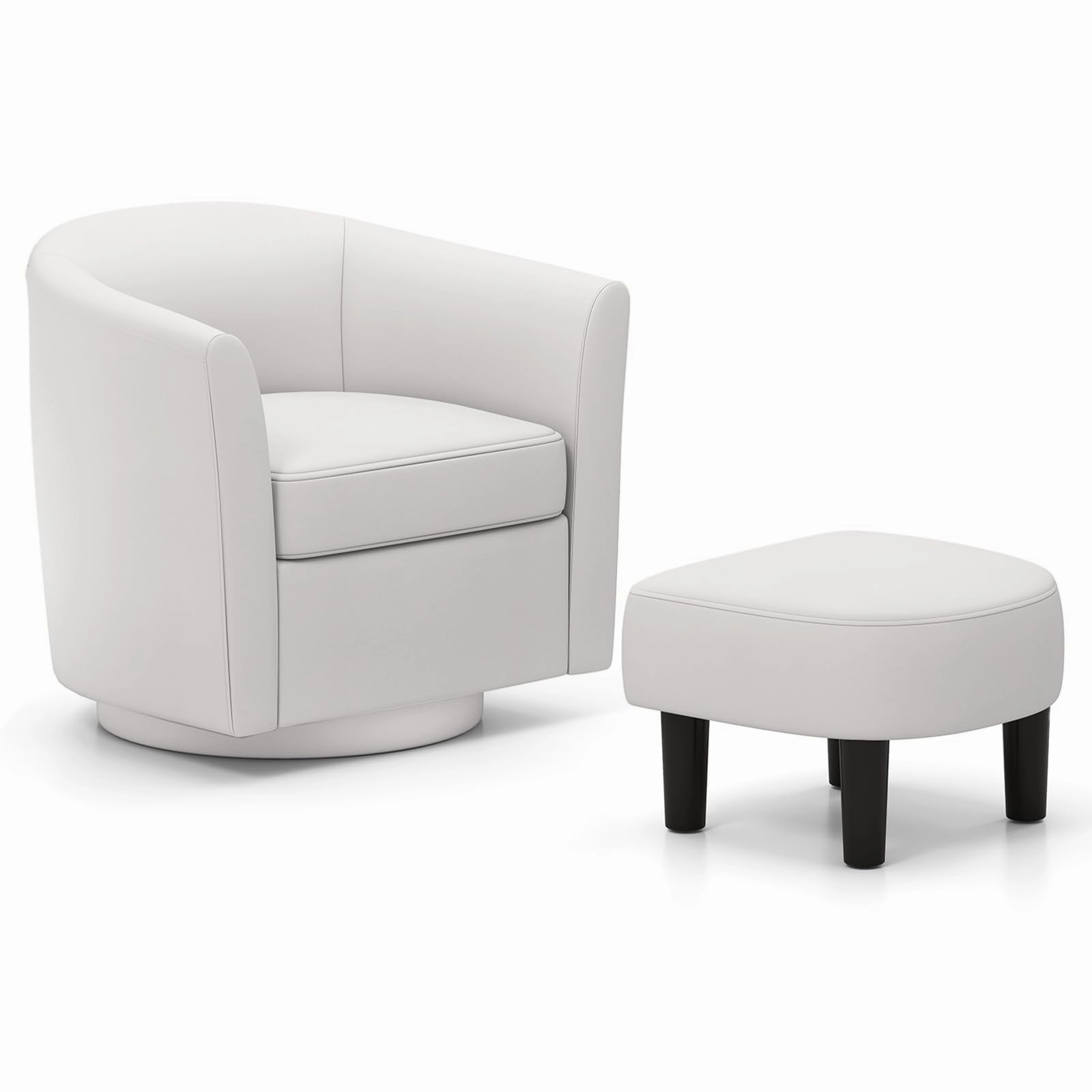 Giantex Swivel Accent Chair with Ottoman, Modern Barrel Club Chair w/Footrest