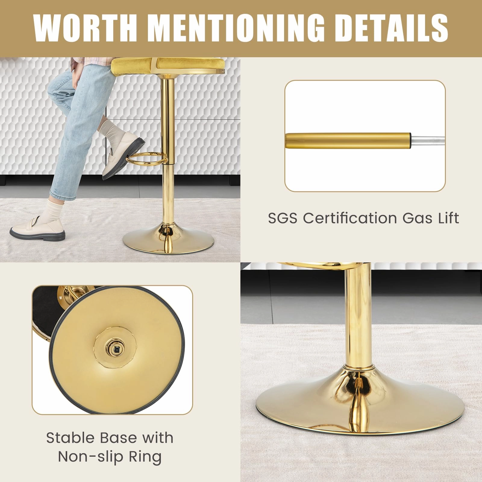 Giantex Swivel Adjustable Height Bar Stools Set of 2