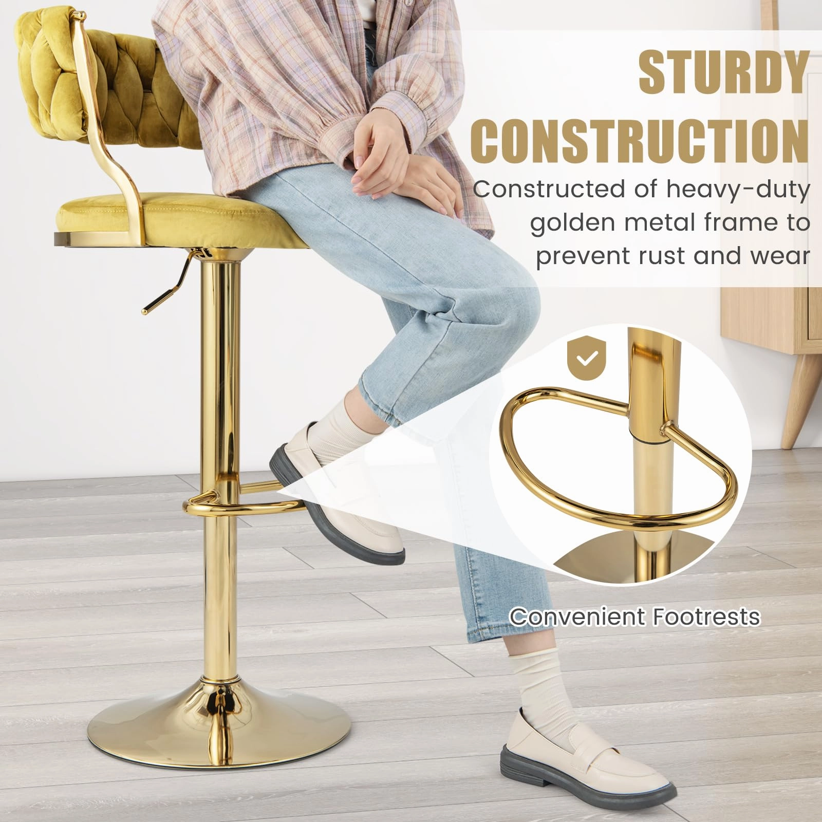 Giantex Swivel Adjustable Height Bar Stools Set of 2