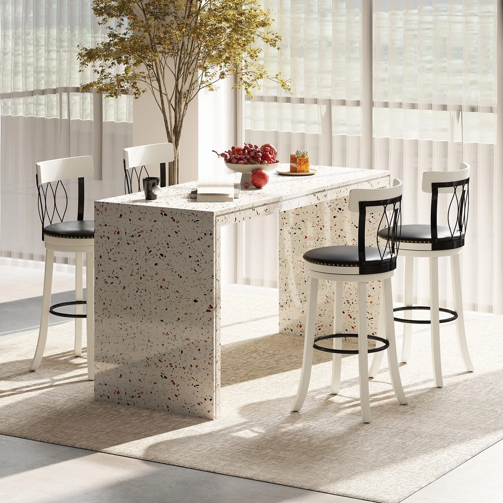 Giantex Swivel Bar Height Bar Chairs with Footrest