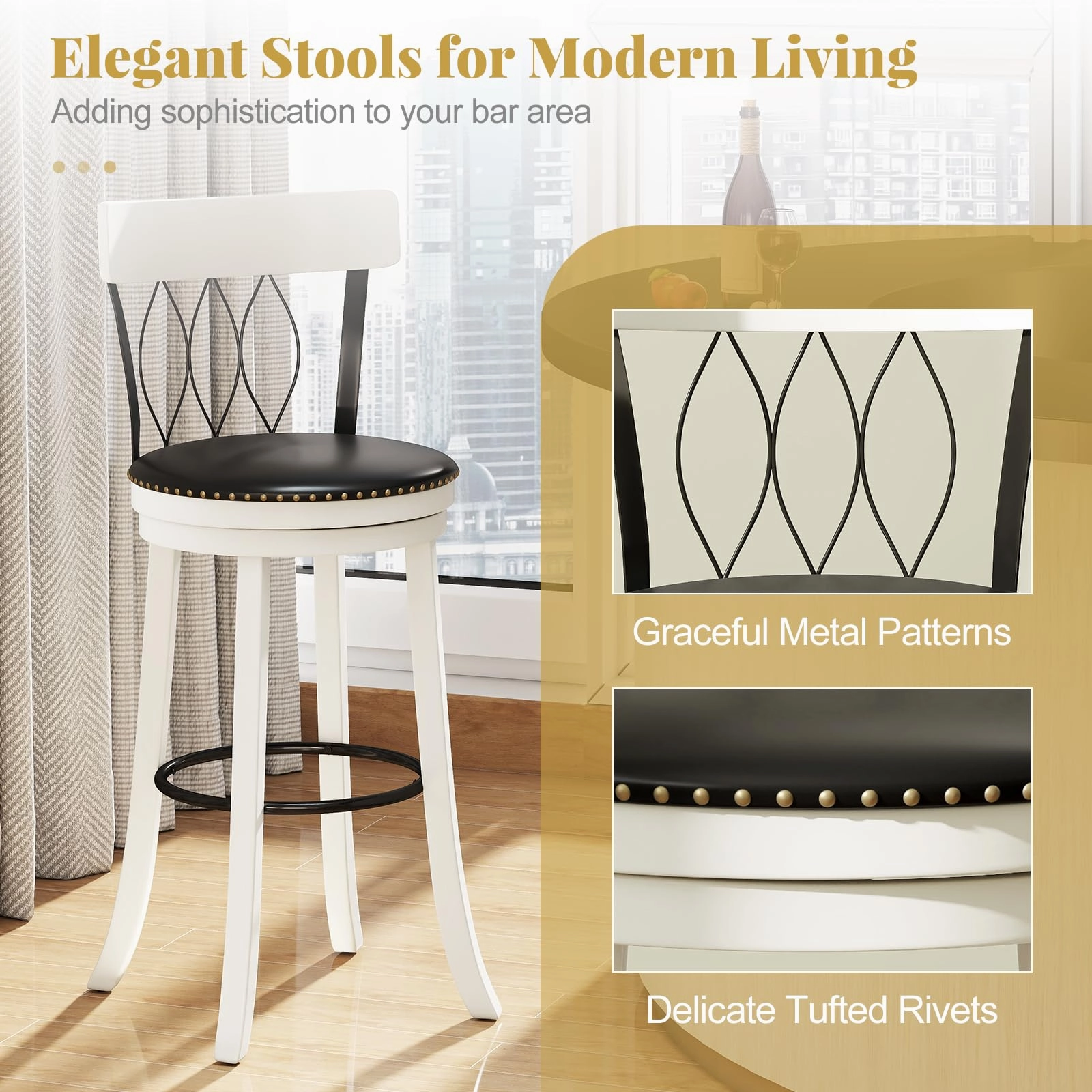 Giantex Swivel Bar Height Bar Chairs with Footrest