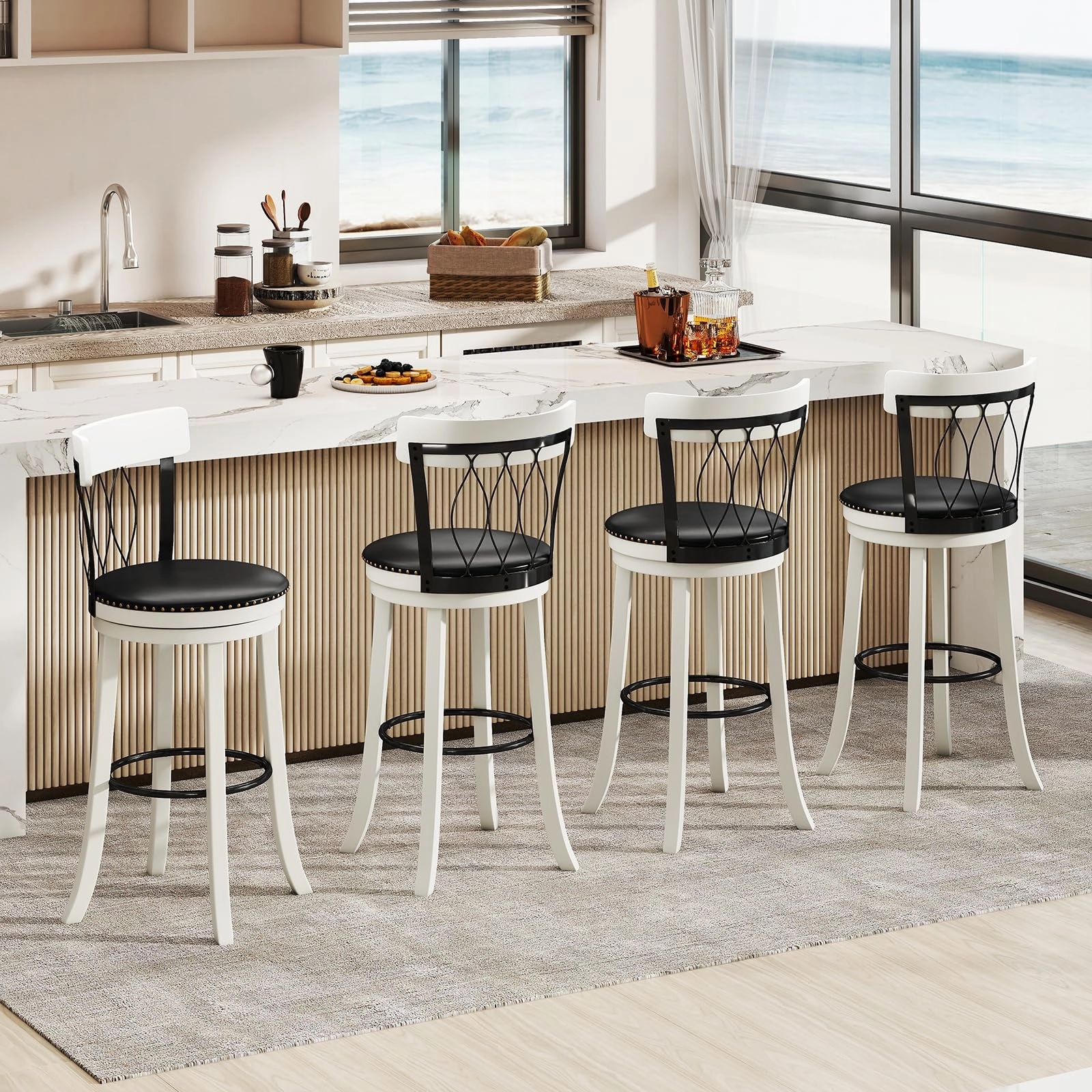 Giantex Swivel Bar Height Bar Chairs with Footrest