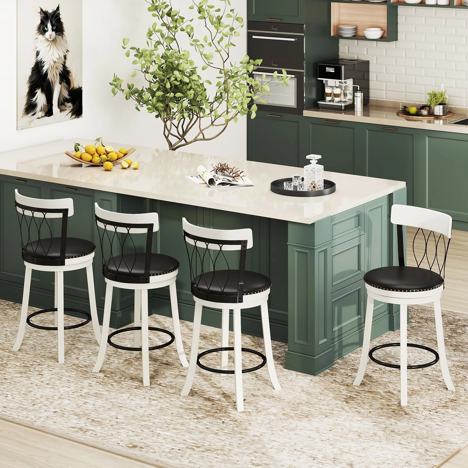Giantex Swivel Bar Height Bar Chairs with Footrest